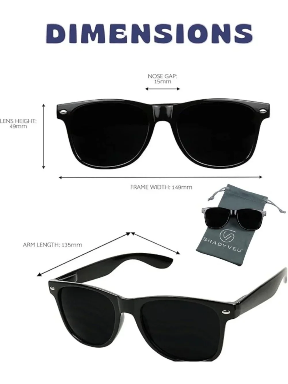 80s Vintage Retro Inspired Super Dark Black Sunglasses with UV Protection